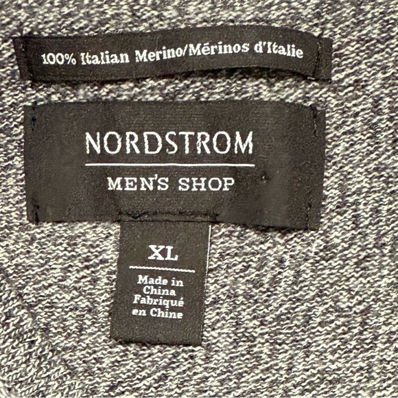Nordstrom Men's Shop V-Neck 100% Italian Merino Wool Sweater Dk Gray Size XL - Picture 5 of 6